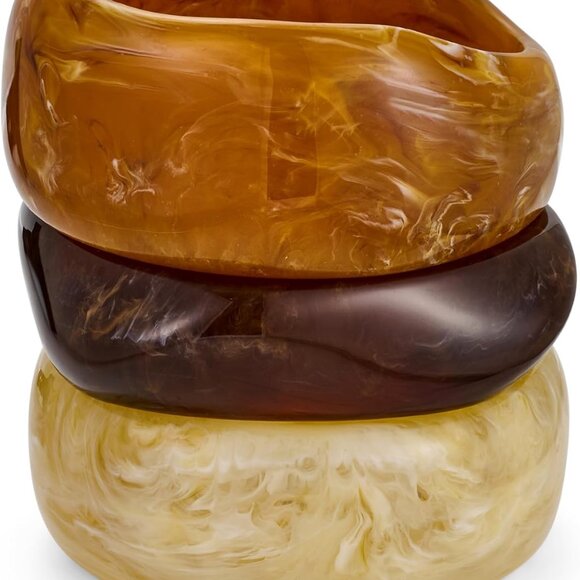 Acrylic Resin Bracelets Set Summer-Inspired Chunky Bangle Jewelry Gift - Picture 1 of 6